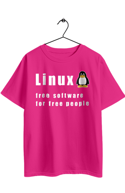 Футболка оверсайз з принтом "Linux Вільний Для Вільних". Linux, адміністратор, айті, айтішник, безкоштовна, безкоштовно, білий, вільна, доступність, незалежність, операційна система, ос, пінгвін, програміст, програмне забезпечення, свобода, сервер, сисадмін, система, системний адміністратор, софт, текст. 2070702