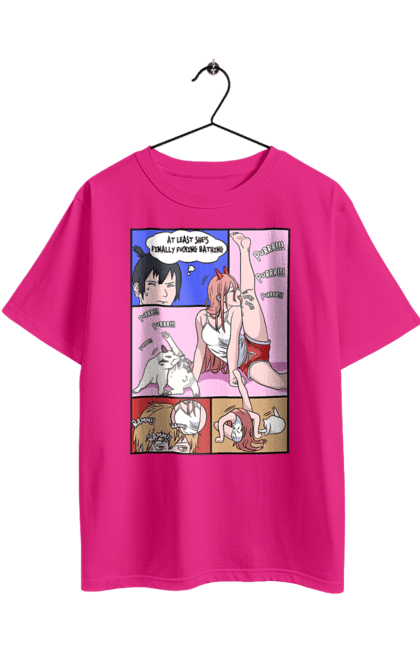 Футболка оверсайз з принтом "Людина Бензопила Пауер". Anime, chainsaw man, manga, power, аніме, демон, людина-бензопила, манга, пауер, шьонен. 2070702