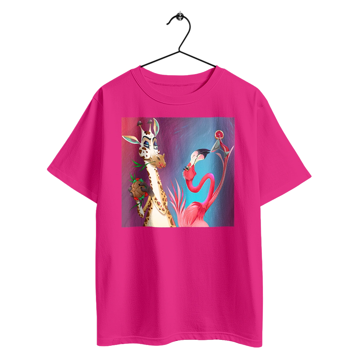 Giraffe And Flamingo At The Party