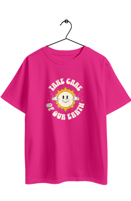 Футболка оверсайз з принтом "Земля". Бережіть землю, земля, любите природу. 2070702