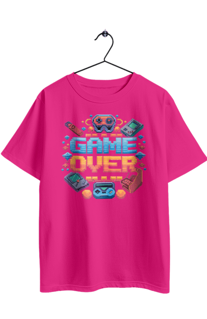 Футболка оверсайз з принтом "Game Over". 90 ті, ай ті, відео гра, геймер, гра, для геймерів, для гравців, піксель арт. 2070702