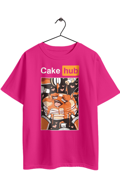 Футболка оверсайз з принтом "Кейк Хаб". Брутальна, гумор, кейк хаб, порн хаб, прикол. 2070702