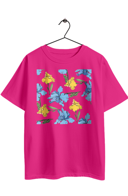 Футболка оверсайз з принтом "Квіти Іриси". 8 березня, andreyanush, весна, весняний подарунок, день матері, день народження, літній подарунок, літо, подарунок дружині, подарунок коханій, подарунок мамі. 2070702