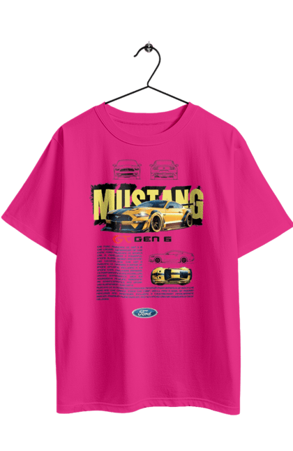 Футболка оверсайз с принтом Ford Mustang Gen 6. Ford, gen 6, mustang, pony car, автомобиль, ген 6, машина, мустанг, форд. 2070702