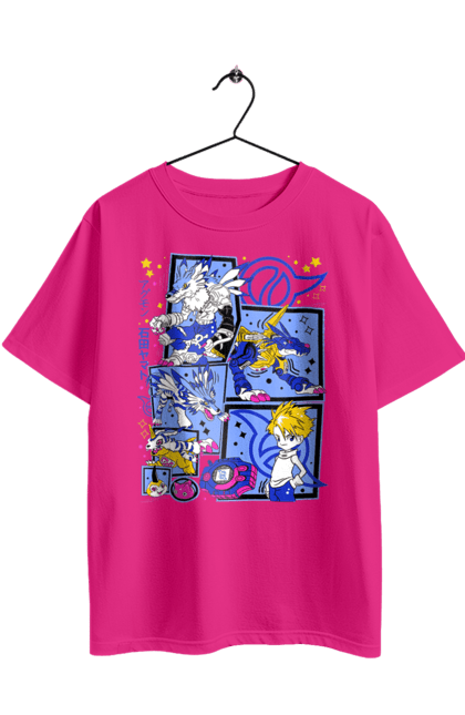 Футболка оверсайз з принтом "Digimon". Bandai, digimon, digital monsters, аніме, віртуальні вихованці, манга, медіафраншиза. 2070702