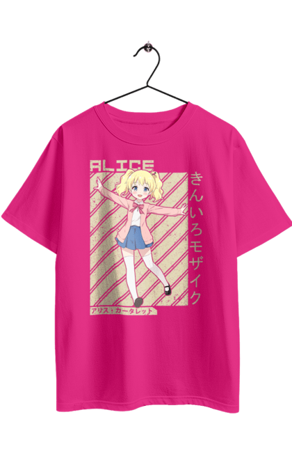 Футболка оверсайз з принтом "Золота мозаїка Аліса Картелет". Alice cartelet, anime, kiniro mosaic, kinmoza, manga, аліса, аліса картелет, аніме, золота мозаїка, манга. 2070702