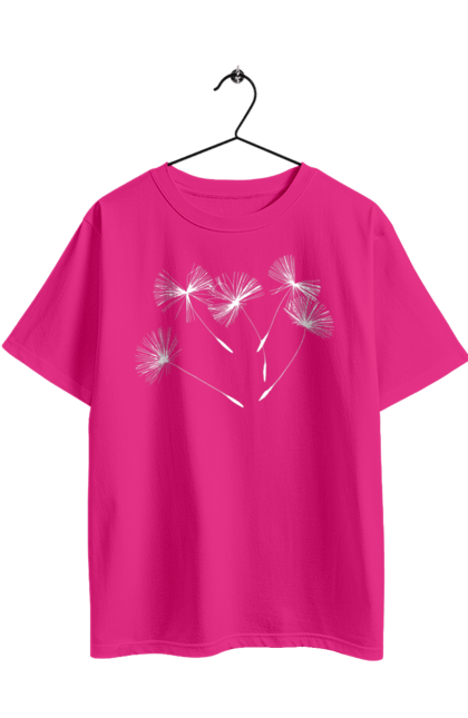 Футболка оверсайз з принтом "Насіння кульбаби". Вітер, кульбаба, кульбаби, літають, літо, насіння, політ, природа, сезон. 2070702