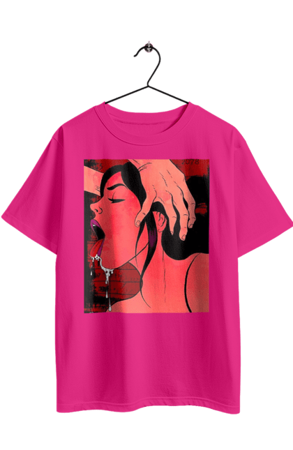 Футболка оверсайз з принтом "Дівчина Смокче Зі Слиною". Секс, смоктати. 2070702