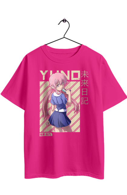 Футболка оверсайз з принтом "Щоденник майбутнього Юно Гасай". Anime, future diary, manga, survival game, yuno gasai, аніме, манга, щоденник майбутнього, юно гасай. 2070702