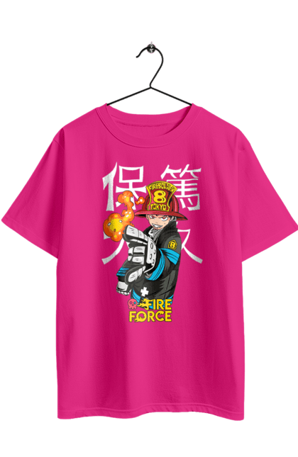 Футболка оверсайз з принтом "Палаюча пожежна бригада Шинра Кусакабе". Fire force, shinra, shinra kusakabe, палаюча пожежна бригада, шинра, шинра кусакабе. 2070702