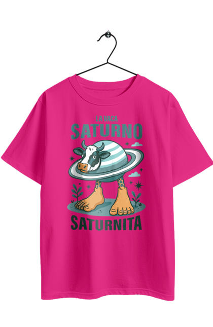 Футболка оверсайз з принтом "Lavaca Saturno Saturnita". Брейнрот, італійська гнилизна мозку, італійський брейнрот, італійський мем, італійські меми, корова сатурн, ла вака, ла вака сатурно, лавака сатурно, сатурно сатурніто. 2070702