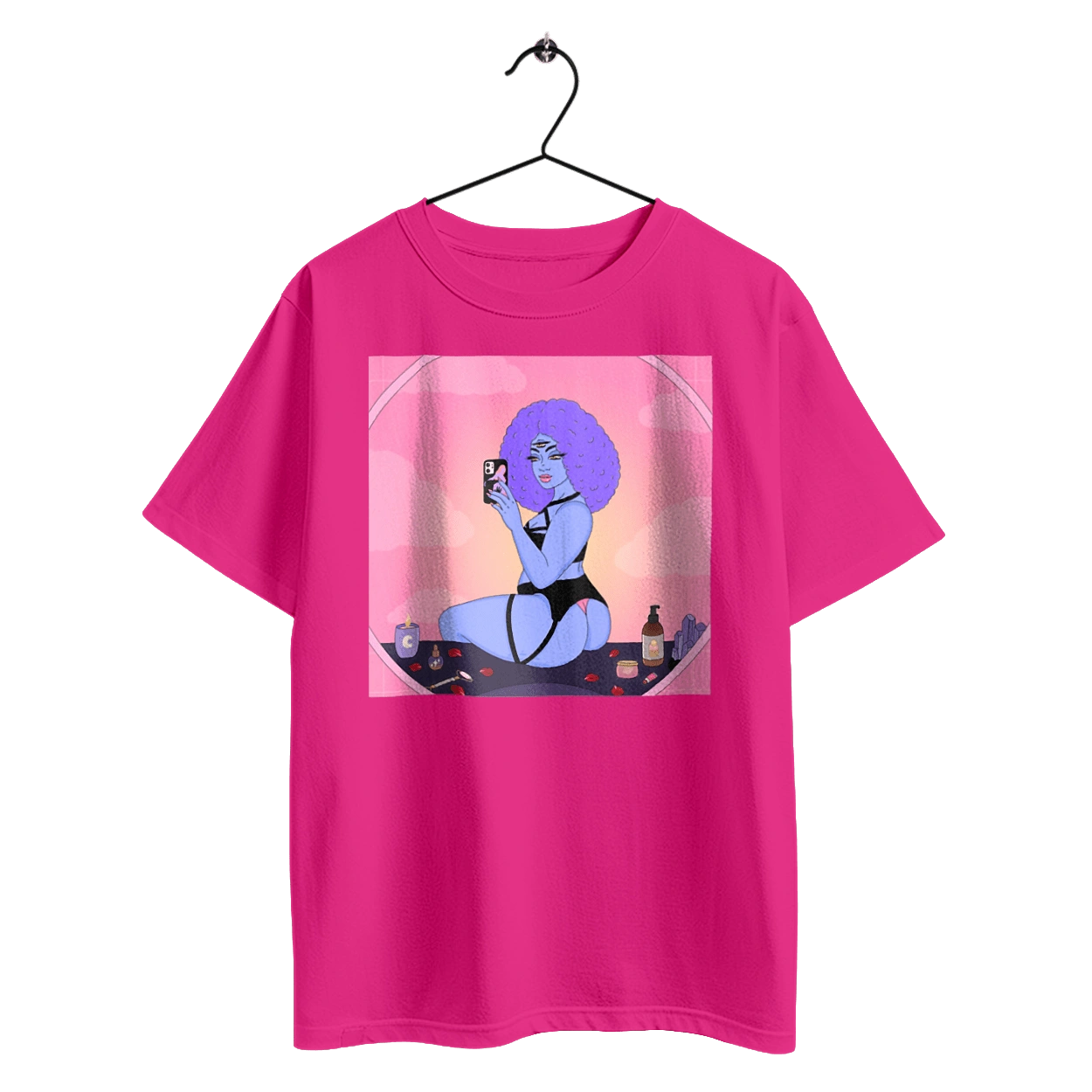 Purple Girl Photo In The Mirror