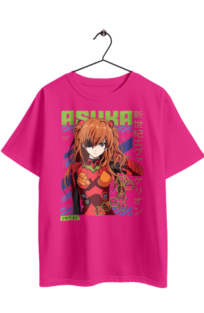 Футболка оверсайз з принтом "Євангеліон Аска". Asuka, аніме, аска, аска ленглі сорью, єва, єва 02, євангеліон, манга, меха, синдзі. 2070702