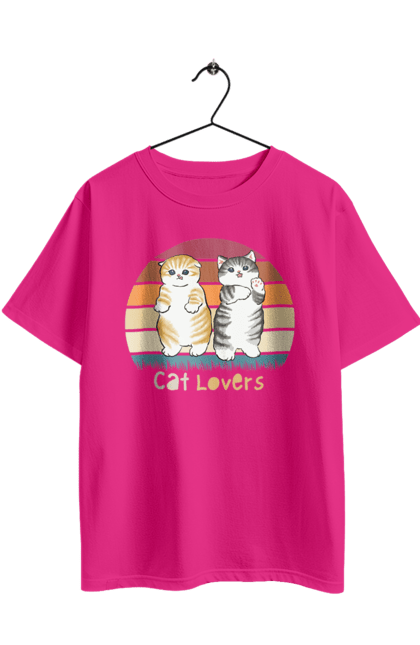 Oversized t-shirt with prints Cat Lovers. Animal, animal lover, cat, cat lover, cat lover gift, cat lovers, cats, cute, kitten. 2070702