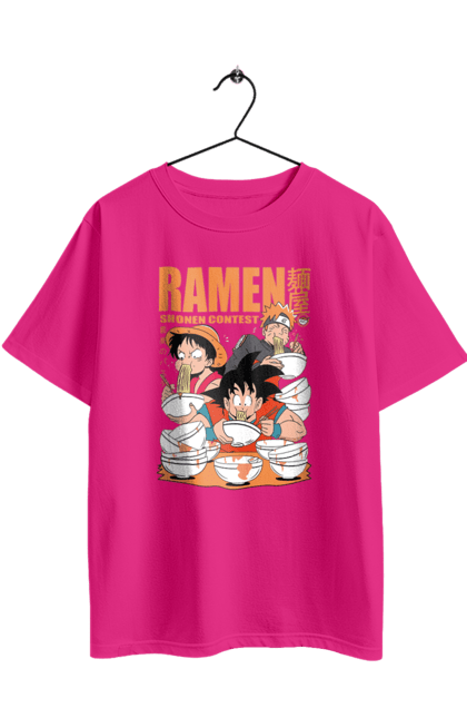 Футболка оверсайз з принтом "Рамен". Anime, manga, ramen, аніме, гоку, їжа, луффі, наруто, персонажі, рамен. 2070702