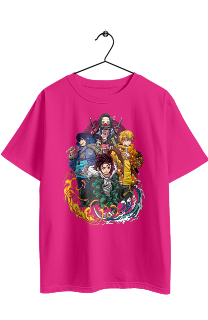 Футболка оверсайз з принтом "Винищувач Демонів". Demon slayer, kimetsu no yaiba, аніме, винищувач демонів, зеніцу, іноске, манга, серіал, танджиро. 2070702