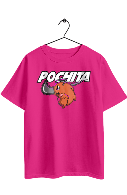 Футболка оверсайз з принтом "Людина Бензопила Почіта". Anime, chainsaw man, manga, pochita, аніме, демон, людина-бензопила, манга, почіта, шьонен. 2070702