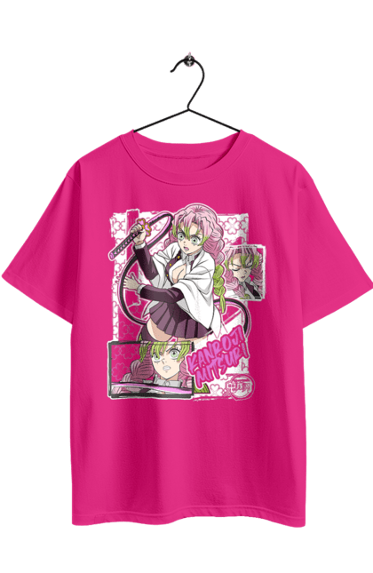 Футболка оверсайз з принтом "Винищувач Демонів Міцурі". Demon slayer, kimetsu no yaiba, mitsuri, mitsuri kanroji, аніме, винищувач демонів, манга, міцурі, міцурі канроджи, серіал. 2070702