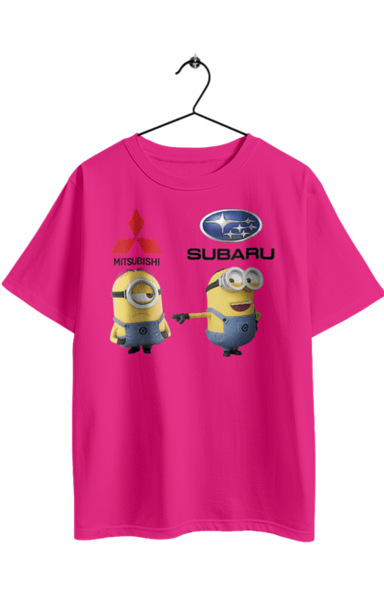 Oversized t-shirt with prints Minion. Auto, cars, minions, mitsubishi, subaru. 2070702