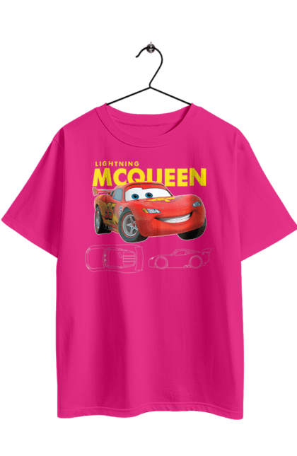 Футболка оверсайз з принтом "Блискавка МакКвін". Lightning mcqueen, блискавка макквін, блискавка маккуїн, гонки, мультик, мультфільм, спорт, тачки. 2070702