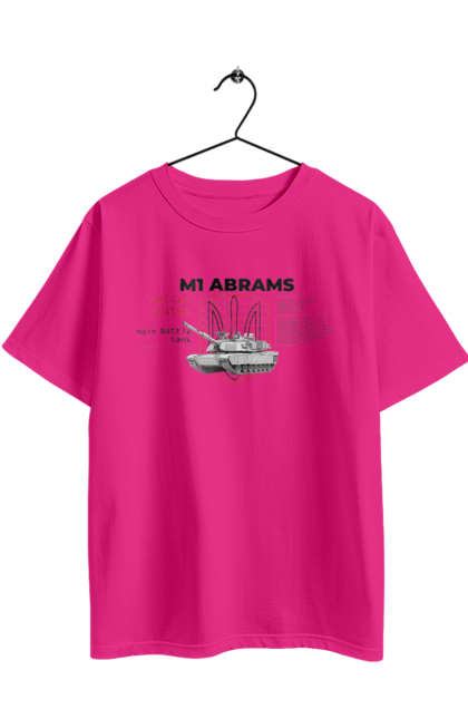 Футболка оверсайз з принтом "M1 Abrams англійська". Abrams, m1 abrams, залужний, зброя, танк. 2070702