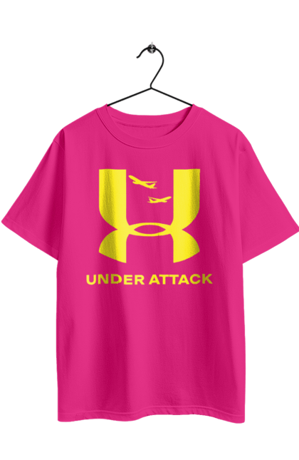 Футболка оверсайз з принтом "Under Attack yellow". Андер армор, бренди, гумор, приколи, прикольні, ундер армор. 2070702