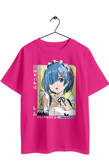 Футболка оверсайз с принтом Re:Zero Рем. Anime, manga, re:zero, rem, аниме, драма, манга, рем, триллер, фэнтези. 2070702