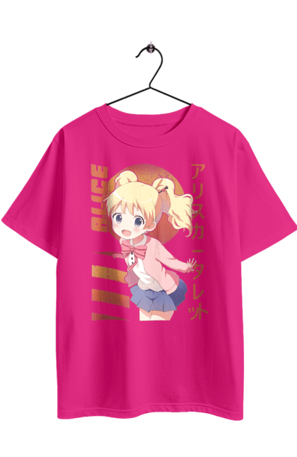 Футболка оверсайз з принтом "Золота мозаїка Аліса Картелет". Alice cartelet, anime, kiniro mosaic, kinmoza, manga, аліса, аліса картелет, аніме, золота мозаїка, манга. 2070702