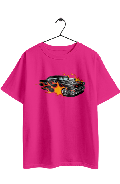 Футболка оверсайз з принтом "Машина Вогонь". Автомобіль, вогонь, машина. 2070702
