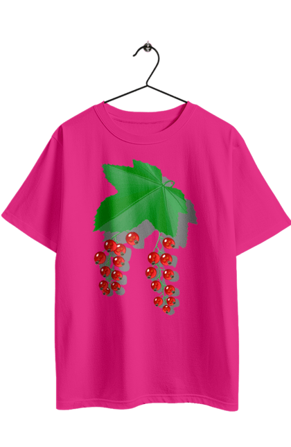 Футболка оверсайз з принтом "Порічки Червоні". Делікатес, зріла, їжа, листя, літо, порічки, порічки червоні, смачно, смородина, стигла, урожай, червона, червона смородина, ягідка, ягода, ягоди. 2070702