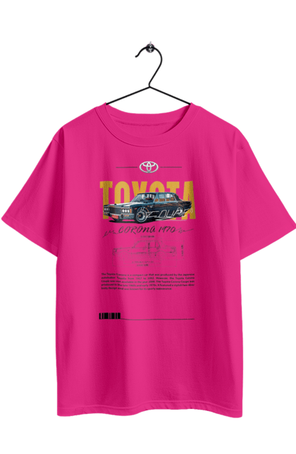 Футболка оверсайз с принтом Toyota Corona. Corona, toyota, toyota corona, авто, автомобиль, корона, машина, тойота, тойота корона. 2070702
