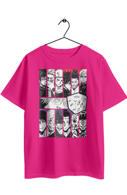 Oversized t-shirt with prints Jujutsu Kaisen. Anime, dark fantasy, gojo, jujutsu kaisen, magic battle, manga, mystic. 2070702