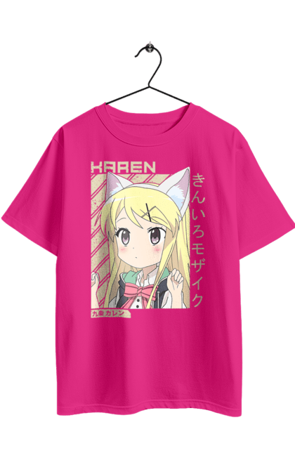 Футболка оверсайз з принтом "Золота мозаїка Карен Куджо". Anime, karen kujo, kiniro mosaic, kinmoza, manga, аніме, золота мозаїка, карен, карен куджо, манга. 2070702