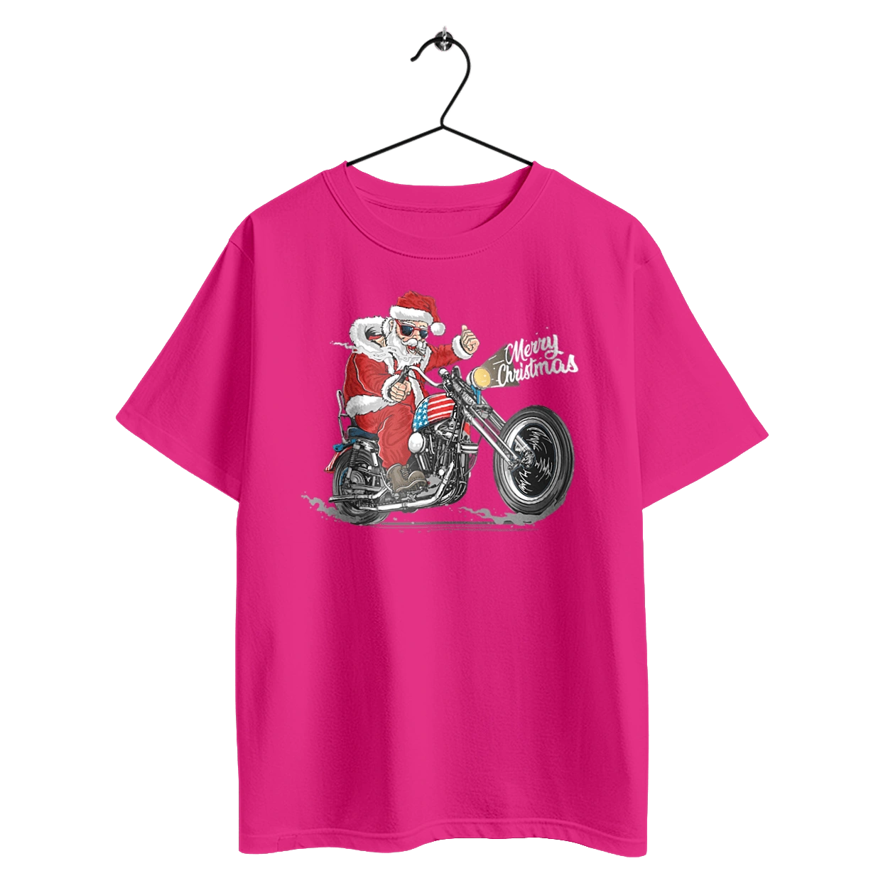 Санта в очках на мотоцикле