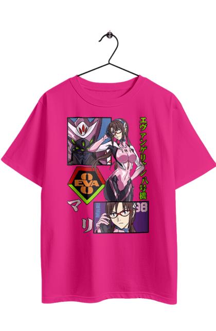 Футболка оверсайз з принтом "Євангеліон Марі". Evangelion, mari, mari makinami illustrious, neon genesis evangelion, аніме, єва-02, єва-05, євангеліон, марі, янгол. 2070702