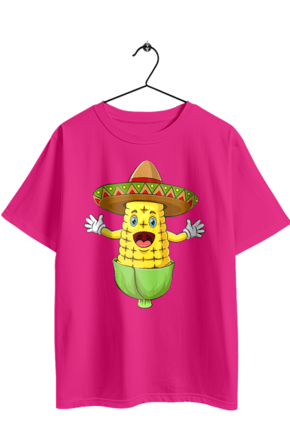 Oversized t-shirt with prints Sombrero Corn. Corn, food, sombrero. 2070702