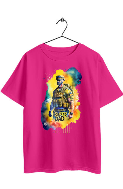 Футболка оверсайз з принтом "Супер тато ЗСУ". День батька, день тата, зсу, люблю тата, супер, супер тато, супер тато зсу, тато, тато зсу, україна. 2070702