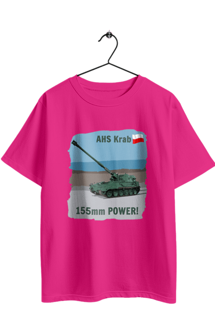 Футболка оверсайз з принтом "155mm Power! САУ Krab оливковий". Ahs krab, артилерія, гаубиця, краб, польща, сау. 2070702