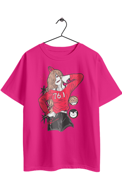 Футболка оверсайз з принтом "Людина Бензопила Пауер". Anime, chainsaw man, manga, power, аніме, демон, людина-бензопила, манга, пауер, шьонен. 2070702