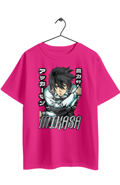 Футболка оверсайз з принтом "Атака Титанів Мікаса Аккерман". Anime, manga, mikasa ackerman, аніме, атака титанів, драма, манга, мікаса, мікаса аккерман. 2070702