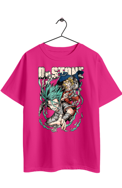 Футболка оверсайз з принтом "Dr. Stone Сенку та Рюсуй". Dr. stone, ryuusui, ryuusui nanami, senku, аніме, доктор стоун, ісіґамі, ісіґамі сенку, манга, рюсуй нанамі. 2070702