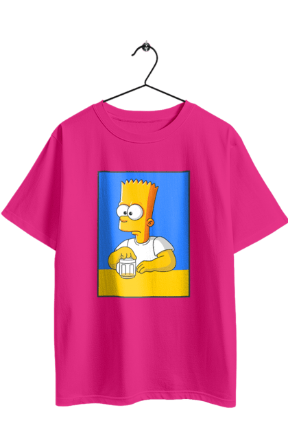 Футболка оверсайз з принтом "Барт любитель пива". Барт, барт сімпсон, мультперсонажі, мультфільми, сімпсони, український прапор. 2070702
