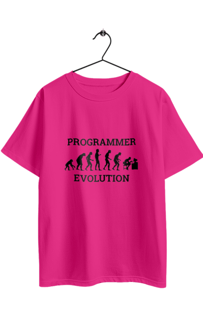 Футболка оверсайз з принтом "Еволюція програміста". Angular, c, css, html, it, javascript, jquery, php, python, react, svelt, vue, айтишник, айті, гумор, код, кодувати, прогер, програміст, програмісти, ти ж, ти ж програміст, тиж програміст. 2070702