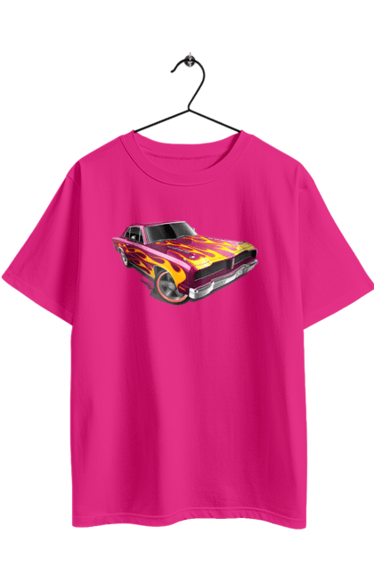 Футболка оверсайз з принтом "Машина вогонь". Їзда, машина, швидкість. 2070702