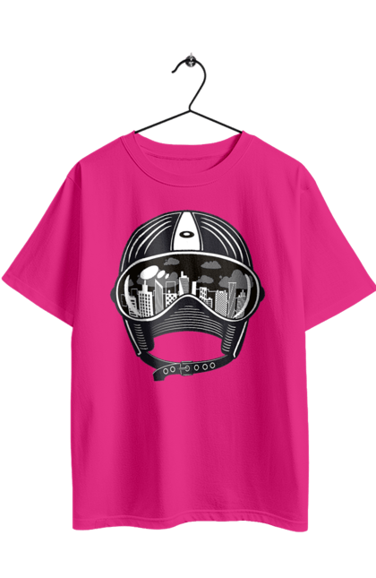 Футболка оверсайз з принтом "Шолом І Місто". Місто, швидкість, шолом. 2070702