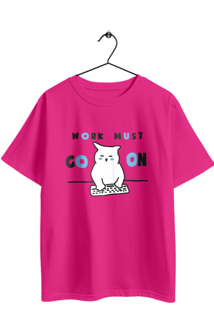 Футболка оверсайз з принтом "Робота не вовк". Айті, кіт, коти, котики, робота. 2070702