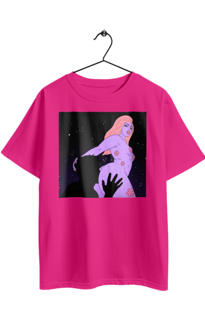 Футболка оверсайз з принтом "Фіолетова Дівчина". Дівчина, тіло. 2070702
