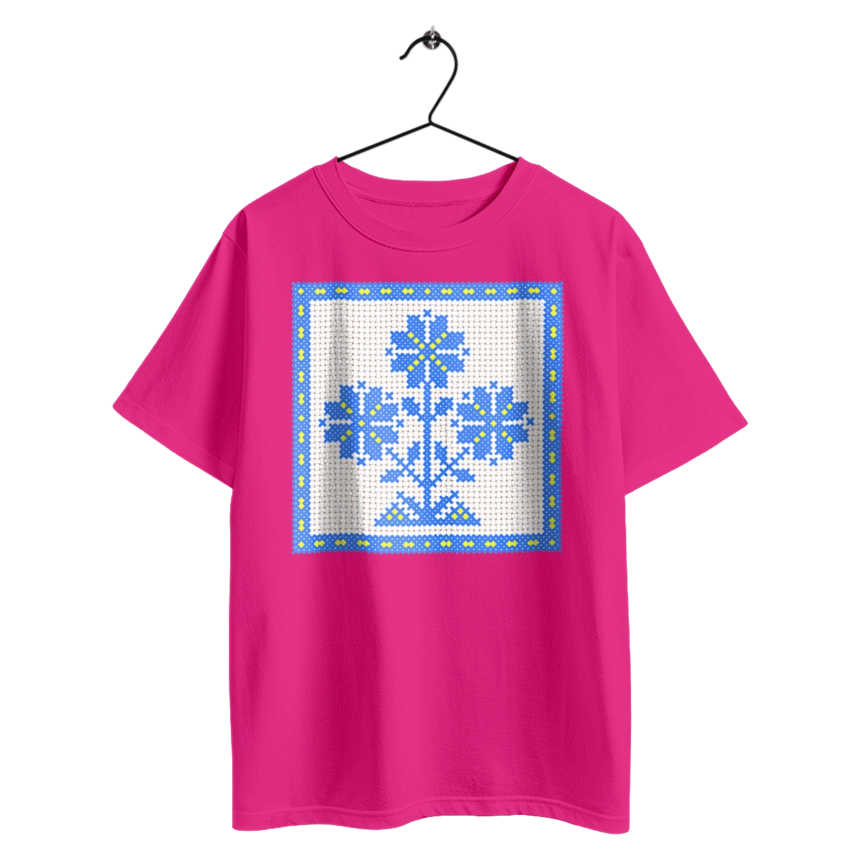 Yellow blue embroidery flowers