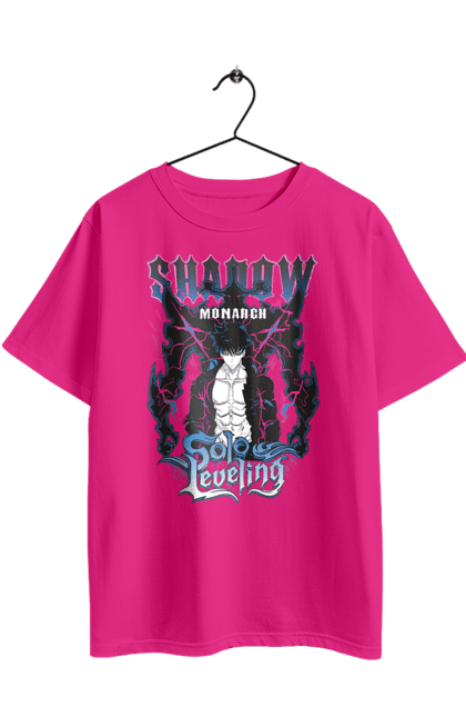 Футболка оверсайз з принтом "Тільки я візьму новий рівень". Anime, manga, solo leveling, sung jinwoo, аниме, манга, новий рівень, сонг джін. 2070702
