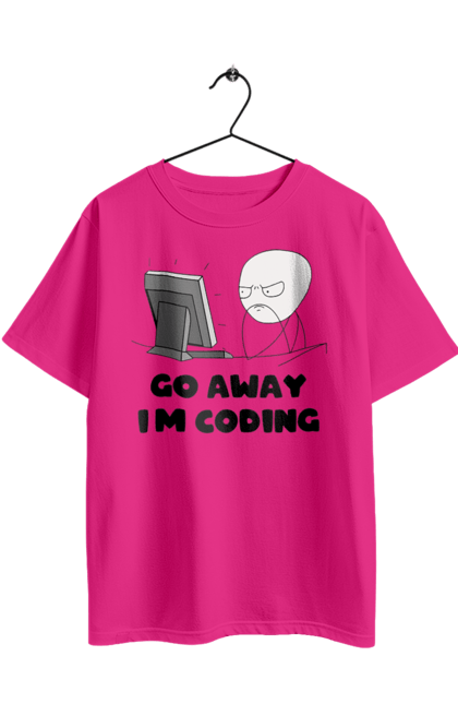 Футболка оверсайз з принтом "Іди Я кодую". Айті, айтішник, для айтішника, для програміста, йди я кодую, майстер коду, подарунок айтішнику, подарунок програмісту, програміст, розробник. 2070702